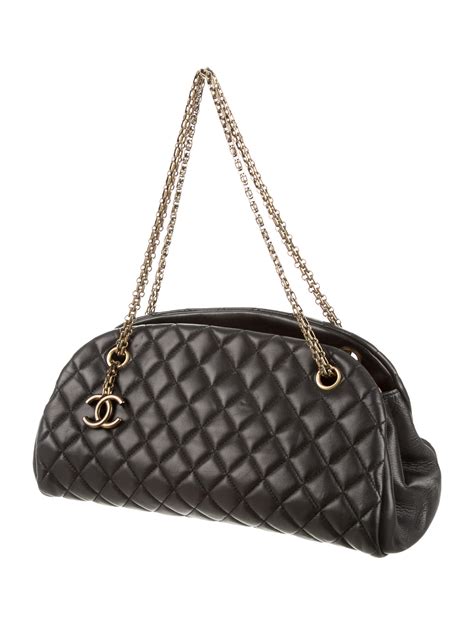 chanel just mademoiselle medium bowler bag in patent shw|CHANEL Patent Quilted Medium Just Mademoiselle Bowling Bag .